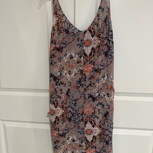 CAbi Orange Gray Sleeveless Sheath Dress